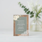 Sage Green White Floral Lace Wood Details Informatiekaartje (Staand voorkant)