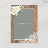 Sage Green White Floral Lace Wood Details Informatiekaartje (Achterkant)