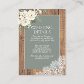 Sage Green White Floral Lace Wood Details Informatiekaartje (Voorkant)