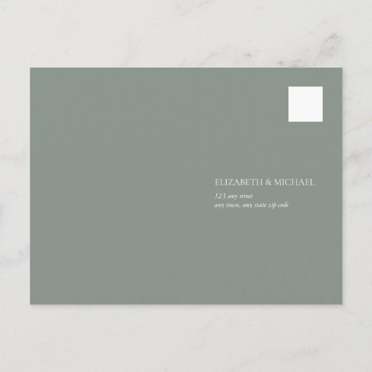 Sage Green White Floral Lace Wood Weddenschap RSVP Uitnodiging Briefkaart (Achterkant)