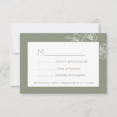 Sage Green White Floral Line Art RSVP (Voorkant)