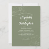 Sage Green White Floral Modern Wedding Invitation Kaart (Voorkant)