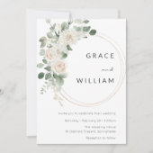 Sage Green White Floral Modern Wedding Kaart (Voorkant)