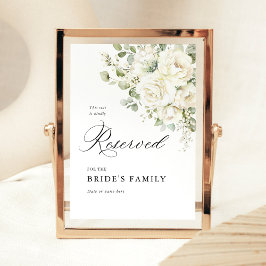 Sage Green White Floral Reserved Seating Sign 5x7 Poster
