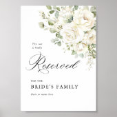 Sage Green White Floral Reserved Seating Sign 5x7 Poster (Voorkant)