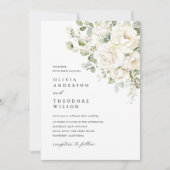 Sage Green White Floral Watercolor Elegant Wedding Kaart (Voorkant)