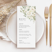 Sage Green White Floral Watercolor Wedding Dinner Menu