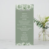 Sage Green White Floral Wedding Reception Menu  (Staand voorkant)