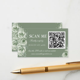 Sage Green White Floral Wedding RSVP EnclosureCard Informatiekaartje