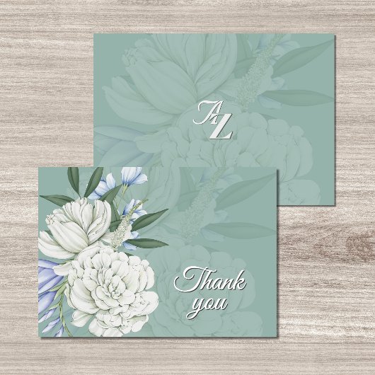 Sage Green & White Floral Wedding | Thank you Card Bedankkaart