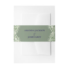 Sage Green White Floral Wedding Uitnodigingen Wikkel