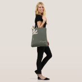 Sage Green White Flower Minimal Simple Tote Bag (Op model)