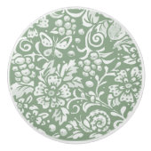 Sage Green White Garden Animals Florence Pattern   Keramische Knop (Voorkant)