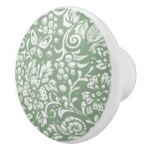 Sage Green White Garden Animals Florence Pattern   Keramische Knop (Rechts)