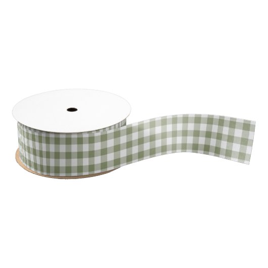 Sage Green White Gingham Checkpattern Elegant Grosgrain Lint (Spoel)