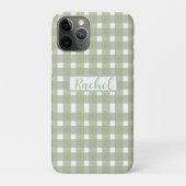 Sage Green White Gingham, gepersonaliseerd Case-Mate iPhone Case (Achterkant)