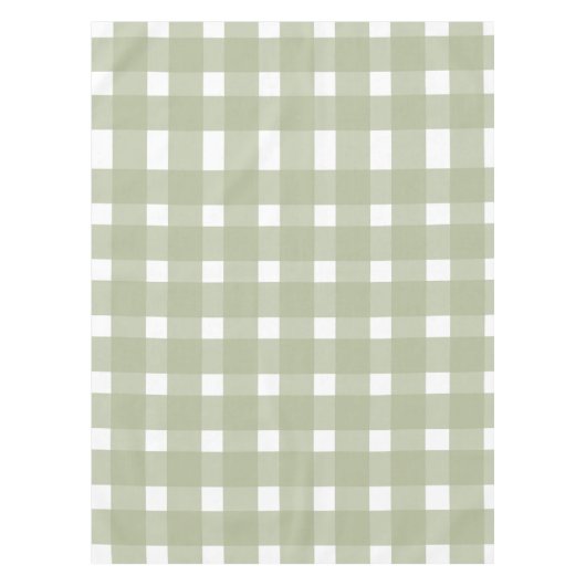 Sage Green White Gingham Pattern Tafelkleed (Voorkant)