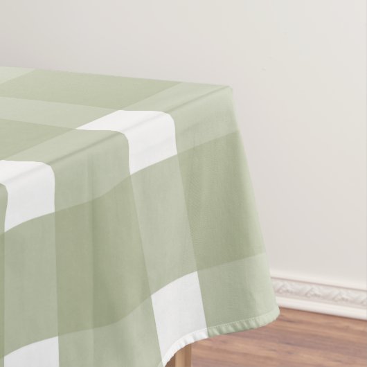 Sage Green White Gingham Pattern Tafelkleed (Voorbeeld)