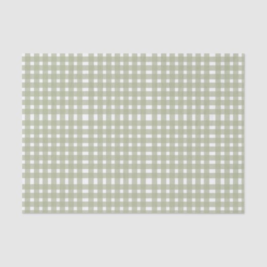 Sage Green White Gingham Pattern Tissuepapier (Voorkant)