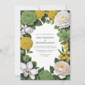 Sage Green, White & Gold Floral Wedding Kaart (Voorkant)