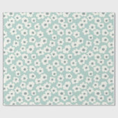 Sage Green White Grey Floral Boho Trendy Cadeaupapier (Vlak)