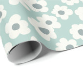 Sage Green White Grey Floral Boho Trendy Cadeaupapier (Rol Hoek)