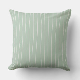 Sage Green & White Hand Made Stripes Kussen