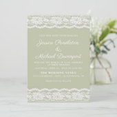 Sage Green White Lace Wedding Kaart (Staand voorkant)