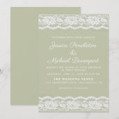  Sage Green White Lace Wedding Kaart (Voorkant / Achterkant)