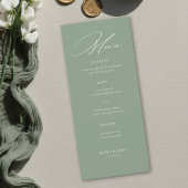 Sage Green White Modern Calligraphy Wedding Menu