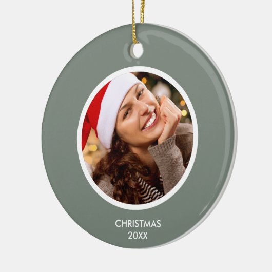 Sage Green & White Modern Initialen Monogram FOTO Keramisch Ornament (Links)