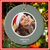 Sage Green & White Modern Initialen Monogram FOTO Keramisch Ornament