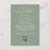 Sage Green White Modern QR Code Wedding Details Informatiekaartje (Voorkant)