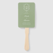 Sage Green & White Monogram Crest Wedding Program Handwaaier (Voorkant)