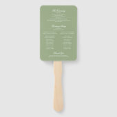 Sage Green & White Monogram Crest Wedding Program Handwaaier (Achterkant)