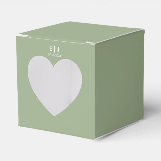 Sage Green & White Monogram Weddenschap Bedankdoosjes (Voorkant Zijde)