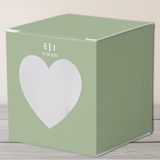 Sage Green & White Monogram Weddenschap Bedankdoosjes