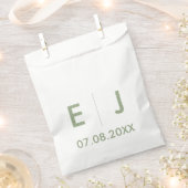 Sage Green & White Monogram Weddenschap Bedankzakje (Geknipt)