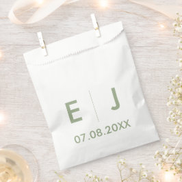 Sage Green & White Monogram Weddenschap Bedankzakje