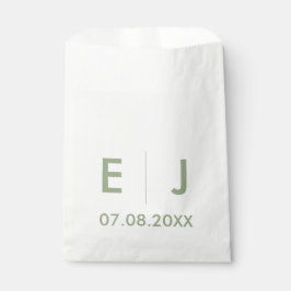 Sage Green & White Monogram Weddenschap Bedankzakje