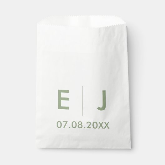 Sage Green & White Monogram Weddenschap Bedankzakje (Voorkant)
