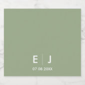 Sage Green & White Monogram Weddenschap Bier Etiket (Enkel label)
