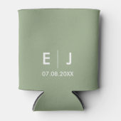 Sage Green & White Monogram Weddenschap Blikjeskoeler (Voorkant)