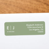 Sage Green & White Monogram Weddenschap Etiket