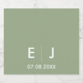 Sage Green & White Monogram Weddenschap Likeurfles Etiket (Enkel label)