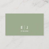 Sage Green & White Monogram Weddenschap Plaatskaartje (Achterkant)