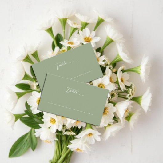 Sage Green & White Monogram Weddenschap Plaatskaartje