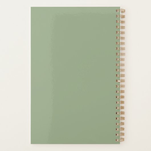 Sage Green & White Monogram Weddenschap Planner (Achterkant)