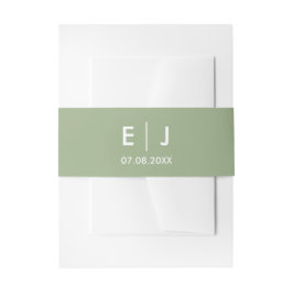 Sage Green & White Monogram Weddenschap Uitnodigingen Wikkel