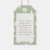 Sage Green White Rose Wedding Cadeaulabel (Achterkant)